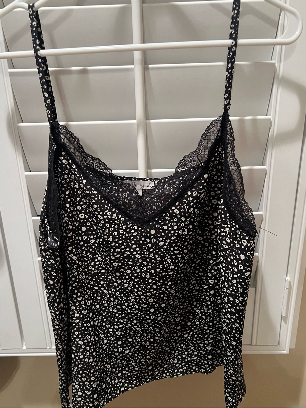 Women’s Wishlist Apparel Black Leopard Print Lace Trim Cami size large